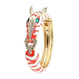 Tigerstars Zebra Enamel Crystal Bangle Bracelet